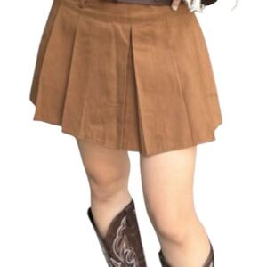 ZARA Women’s Brown Pleated Skort XXL NWT – Mini Skirt Shorts Trendy Casual